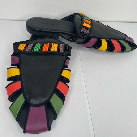 FARM RIO Like New Rainbow Beaded Mule Women's Slip-On Sandals - Picture 1 of 6